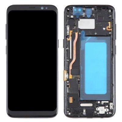 Дисплей для Samsung G950 Galaxy S8 з чорним тачскріном та корпусною рамкою, IPS (дисплей не заокруглений) 507307 фото