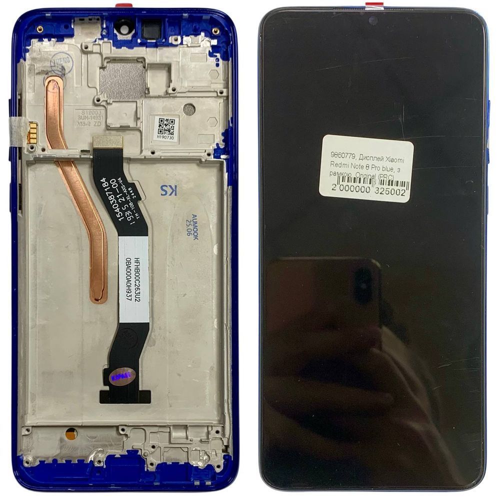 Дисплей для Xiaomi RedMi Note 8 Pro з чорним тачскріном та синьою корпусною рамкою, Original (PRC) 104013 фото