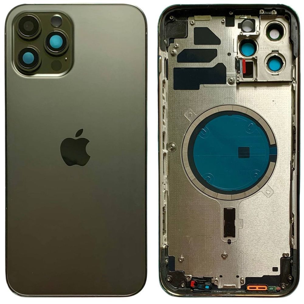 Корпус для iPhone 12 Pro Max Black в зборі з тримачем SIM та кнопками, ver. EU, Original (China) 519536 фото