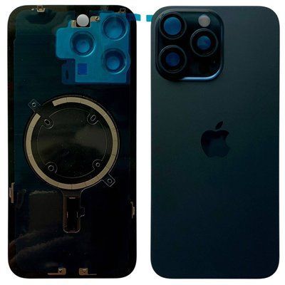 Задня кришка корпусу iPhone 15 Pro Max Blue (зі склом камери, MagSafe), Original (China) 648187 фото
