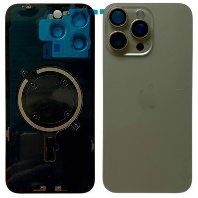 Задня кришка корпусу iPhone 15 Pro Max Natural Titanium (зі склом камери, MagSafe), Original (China) 648188 фото