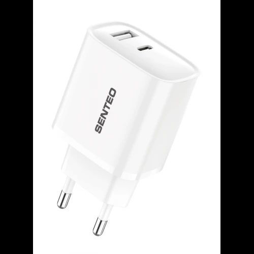 МЗП 2Port SENTEO T-02 version2 USB+USB-C PD/QC3.0 20W (CE Сертификат) 40552 фото