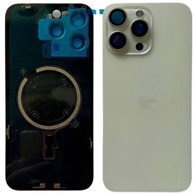 Задня кришка корпусу iPhone 15 Pro Max White (зі склом камери, MagSafe), Original (China) 648189 фото