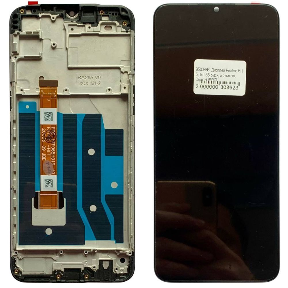 Дисплей для Realme 6i (RMX2040) з чорним тачскріном та корпусною рамкою, Original (PRC) 107019 фото
