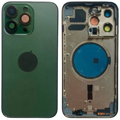 Корпус iPhone 13 Pro Green в зборі з тримачем SIM, кнопками, магнітами та сіткою, ver. USA, Original (China) 648081 фото