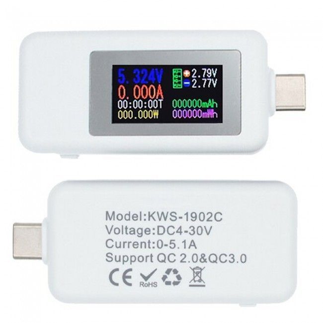 Type-C тестер Koweisi KWS-1902C білий 081113 фото