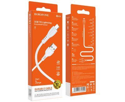 Кабель USB-L Borofone BX51 Triumph Lightning 1m white 01050517 фото