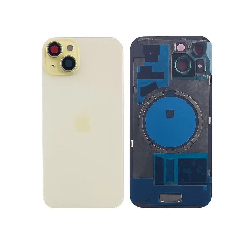 Задня кришка корпусу iPhone 15 Yellow в зборі зі склом камери та магнітами 6246652 фото