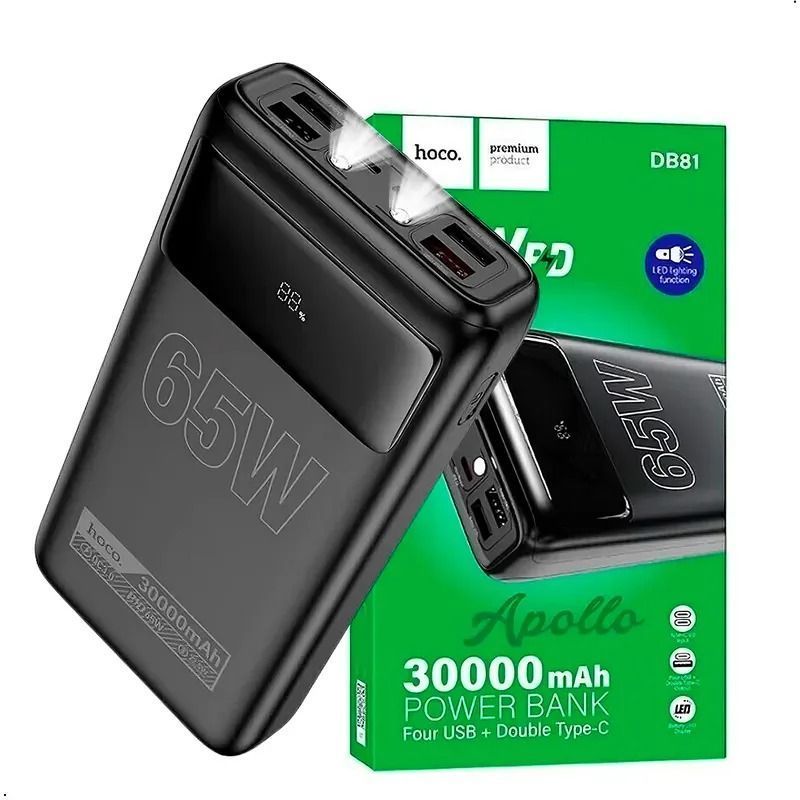 Power Bank Hoco DB81 Apollo 30000mAh 65W Black 502497 фото