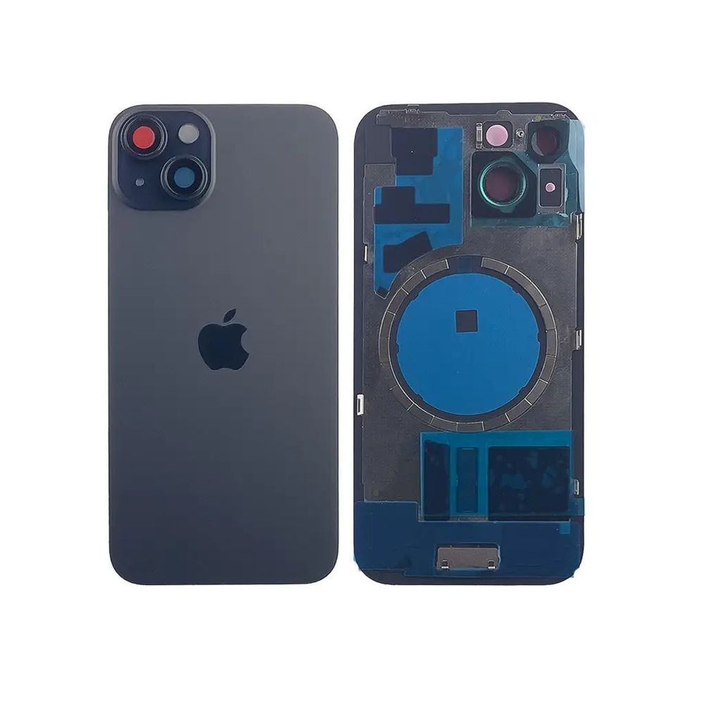 Задня кришка корпусу iPhone 15 Black в зборі зі склом камери та магнітами 6867499 фото
