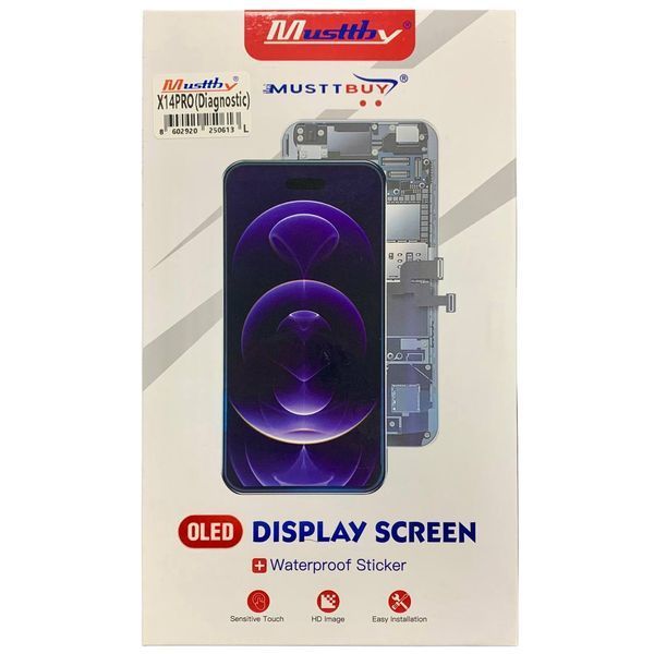 Дисплей для iPhone 14 Pro з чорним тачскріном, Musttby SOFT OLED | 120HZ | Прив'язується в 18/26 iOS 648224 фото