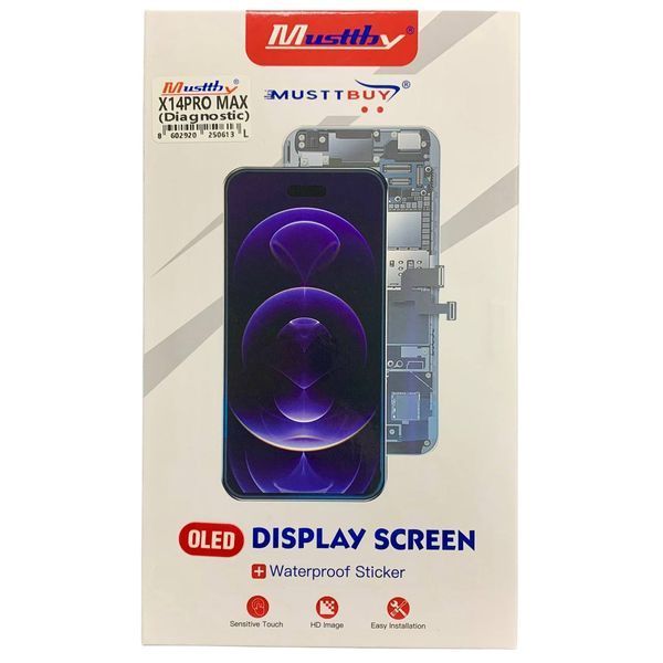 Дисплей для iPhone 14 Pro Max з чорним тачскріном, Musttby SOFT OLED | 120HZ | Прив'язується в 18/26 iOS 648225 фото