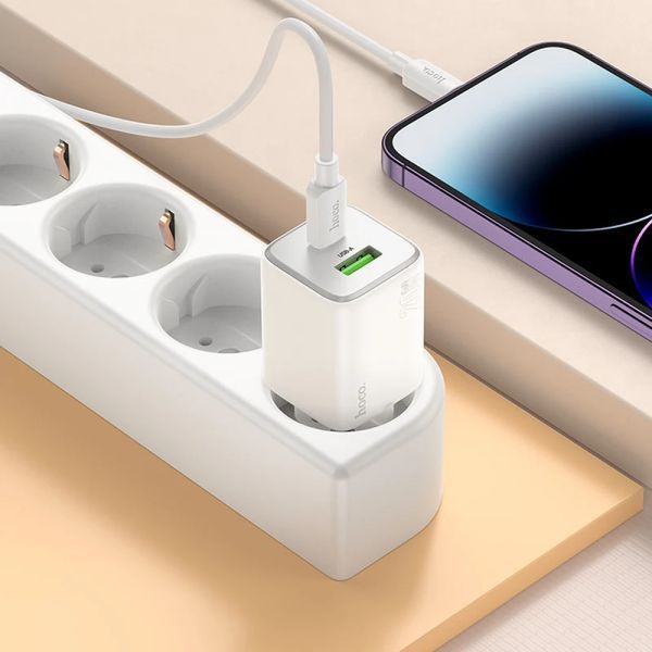 МЗП 2Port Hoco N41 USB+USB-C PD 20W Type-C to Type-C white 37974_1 фото
