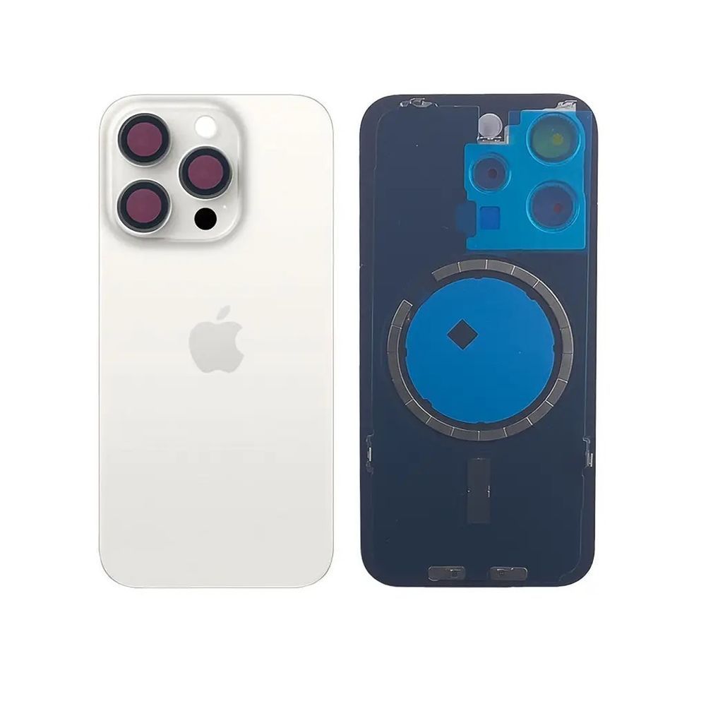 Задня кришка корпусу iPhone 15 Pro Max White Titanium в зборі зі склом камери та магнітами 7529322 фото