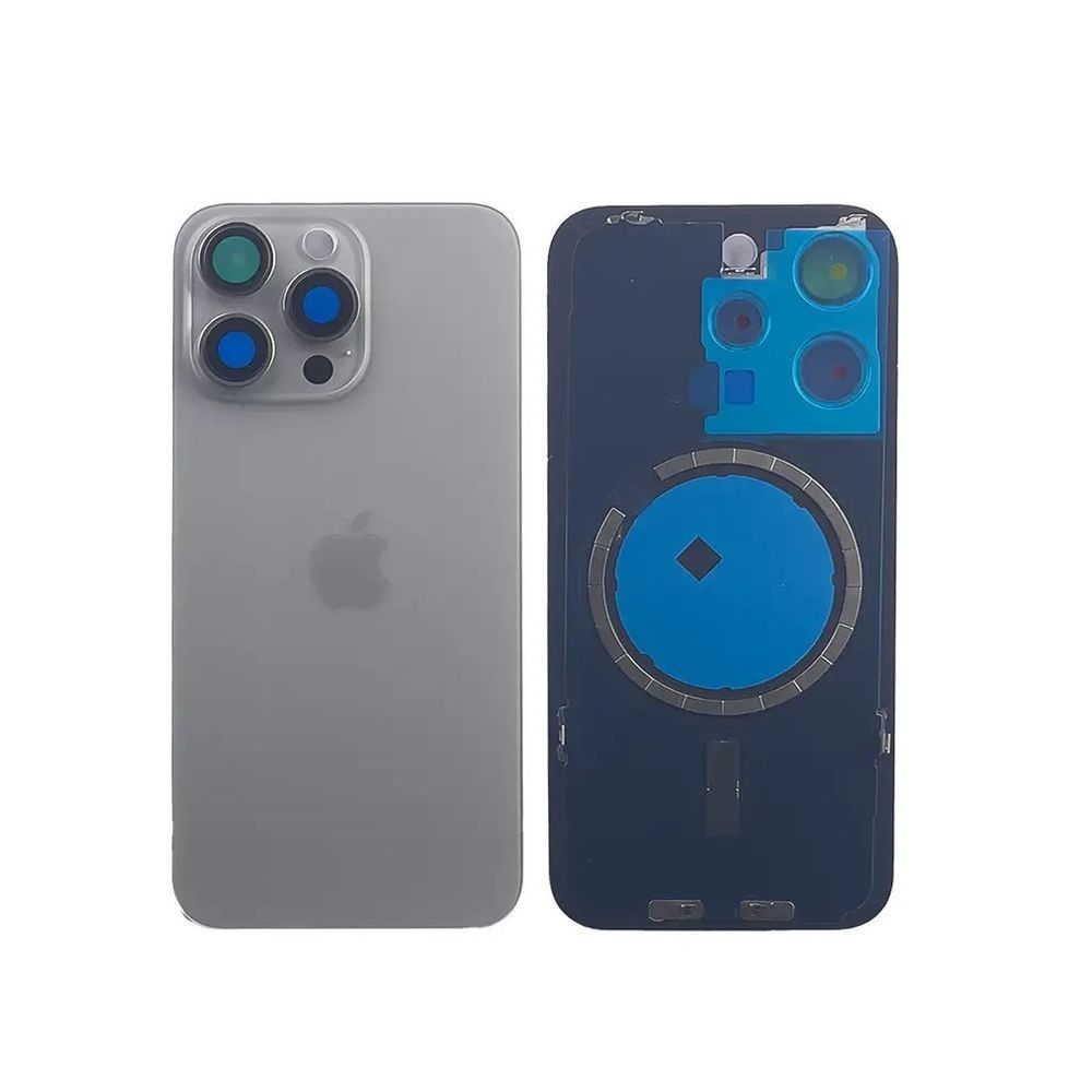 Задня кришка корпусу iPhone 15 Pro Max Natural Titanium в зборі зі склом камери та магнітами 9939348 фото