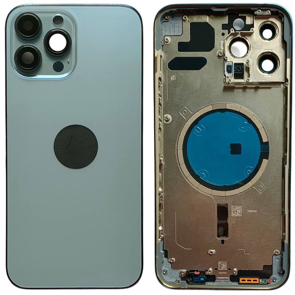 Корпус iPhone 13 Pro Max Blue в зборі з тримачем SIM, кнопками, магнітами та сіткою, ver. USA, Original (China) 648086 фото
