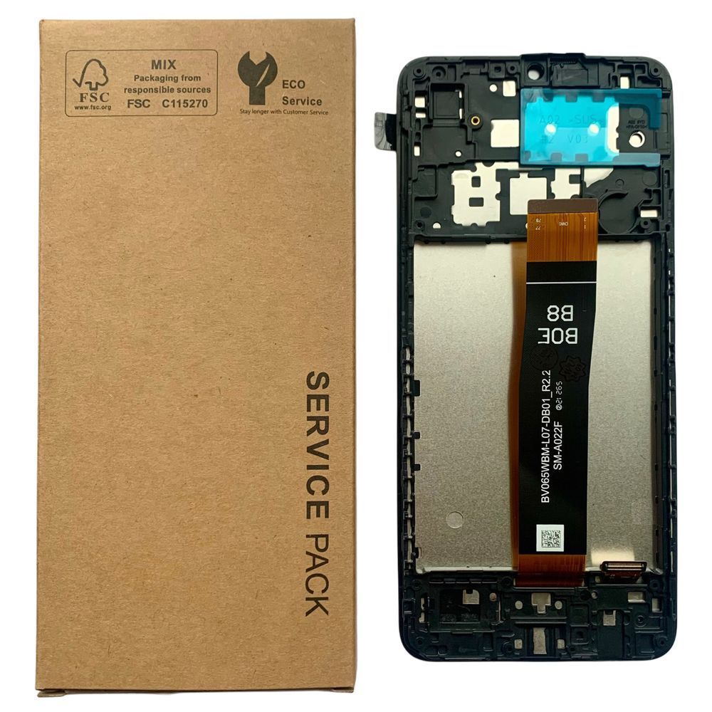 Дисплей для Samsung A022F Galaxy A02 black (SM-A022F BV065WBM-L07-DB01_R2.2) з чорним тачскріном та корпусною рамкою, Original (China) 1405410 фото