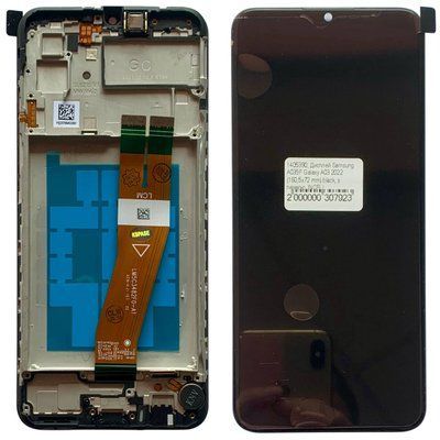 Дисплей для Samsung A037F Galaxy A03S (160.5x72) з чорним тачскріном та корпусною рамкою, INCELL 1405318 фото