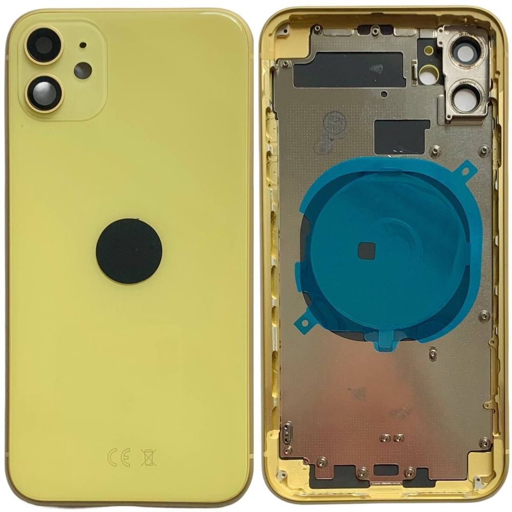 Корпус для iPhone 11 Yellow в зборі з тримачем SIM та кнопками, EU 1408526 фото