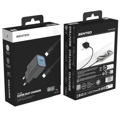 МЗП 1Port SENTEO Z-16c USB-C PD 30W Type-C to Type-C black 39375 фото