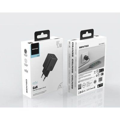 МЗП 1Port SENTEO Z-18 USB-C 3A GaN PD 45W black 40354 фото