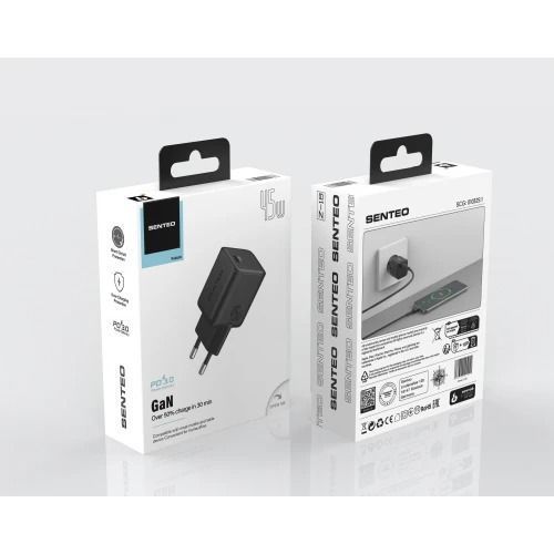 МЗП 1Port SENTEO Z-18 USB-C 3A GaN PD 45W black 40354 фото