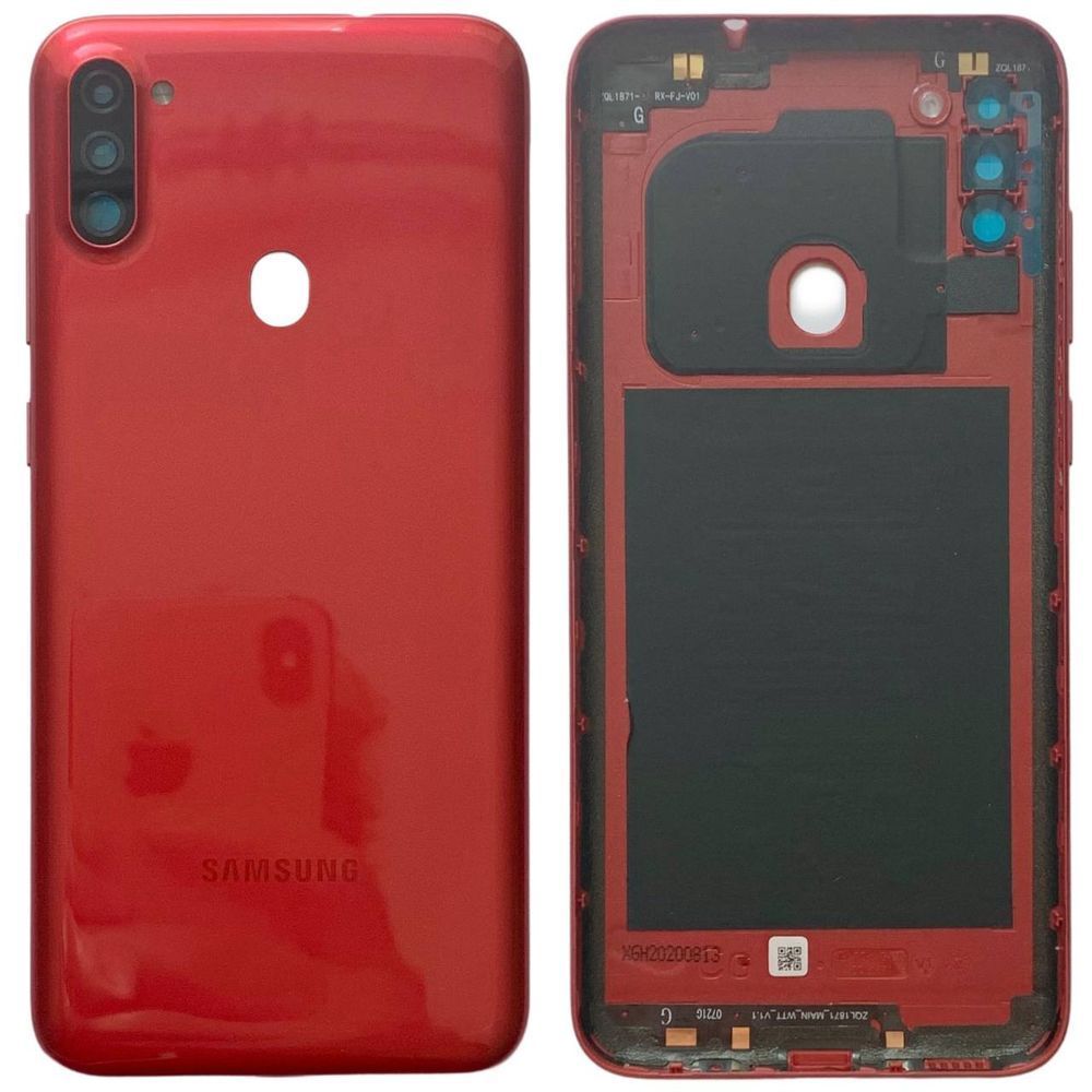 Задня кришка Samsung A115 | M115 Galaxy A11 | M11 2020 red (зі склом камери) 6046 фото