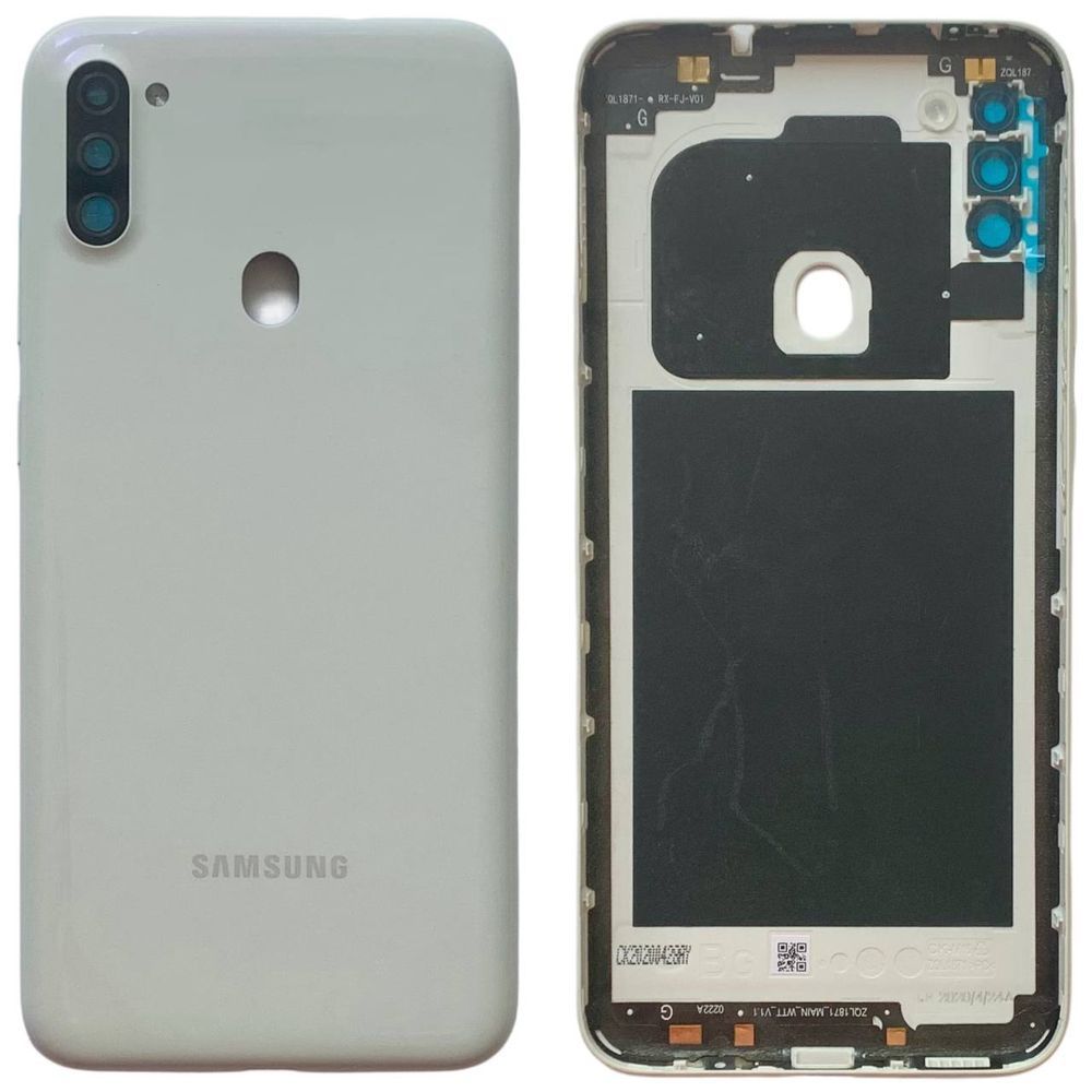 Задня кришка Samsung A115 | M115 Galaxy A11 | M11 2020 white (зі склом камери) 6048 фото