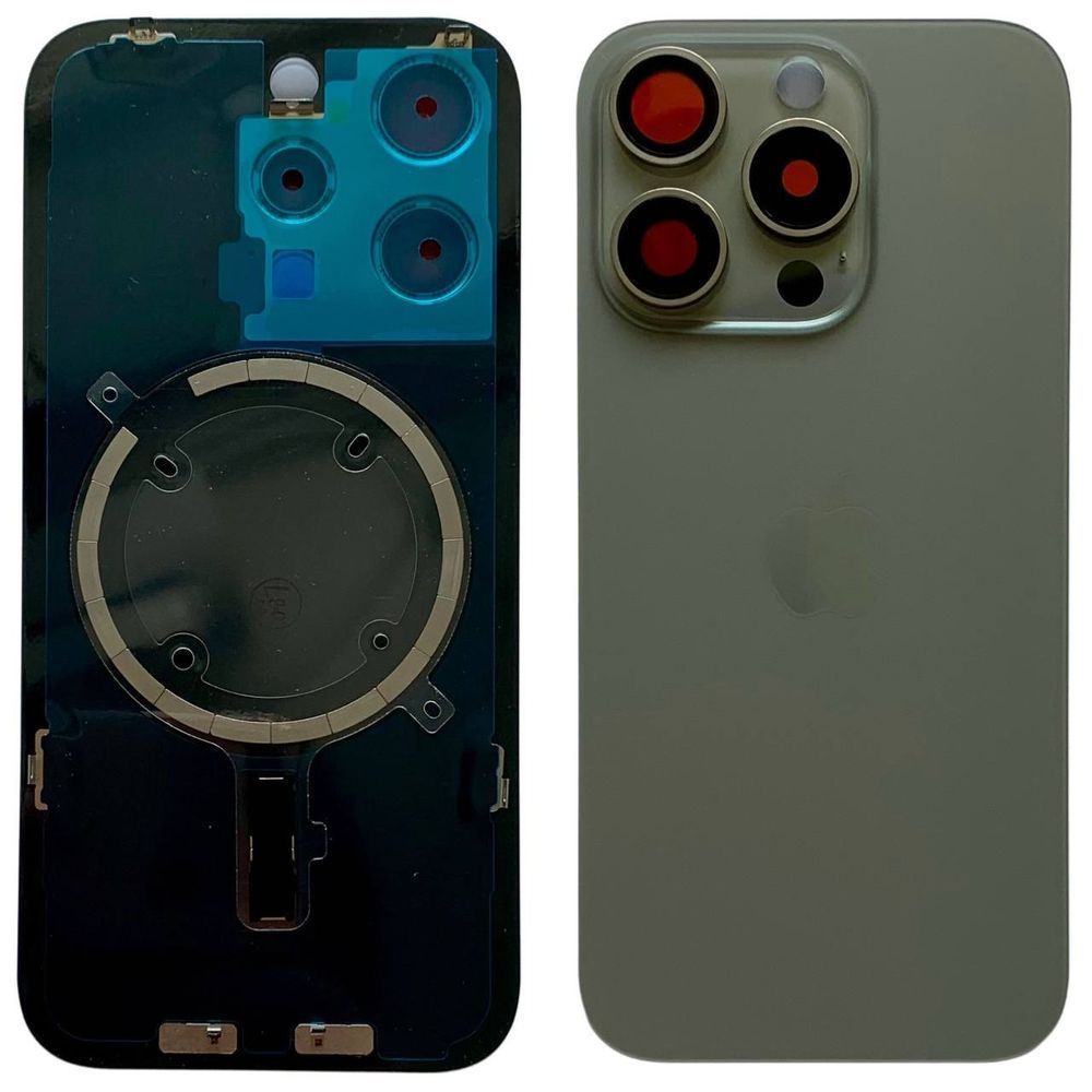 Задня кришка корпусу iPhone 15 Pro Natural Titanium (зі склом камери, MagSafe), Original (China) 648185 фото