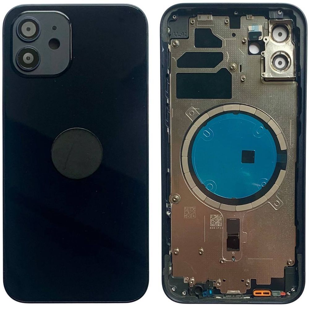 Корпус для iPhone 12 Black в зборі з тримачем SIM та кнопками, ver. USA, Original (China) 140858 фото