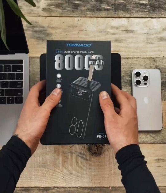 Power Bank Tornado PB08 80000mAh PD | QC 22.5W 4USB + USB-C black 1700219 фото